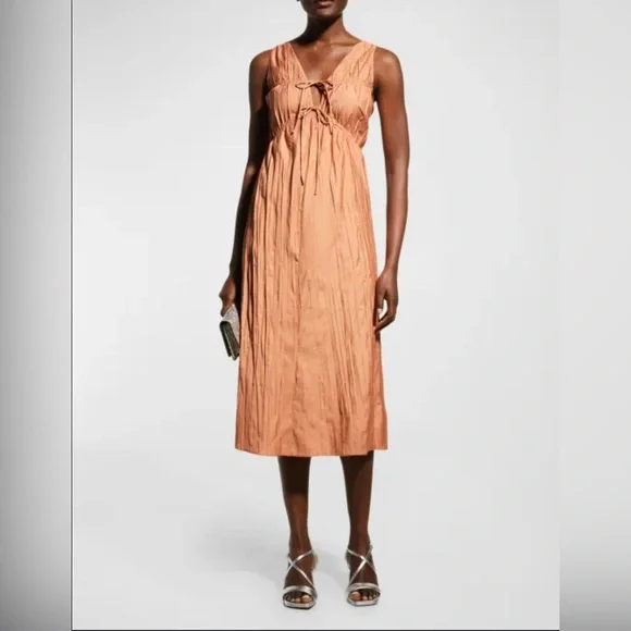 NWOT FRAME crinkle cinched dress terracotta pink xs